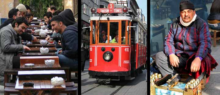 Diferentes escenas en la calle Istiklal, eje comercial de Estambul