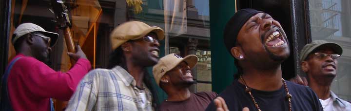 Grupo musical en una actuaci�n en pleno Harlem